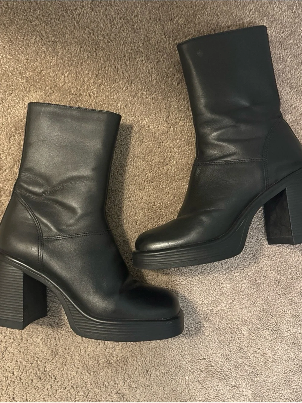 Steve Madden Black Platform Block Heel Ankle Boots